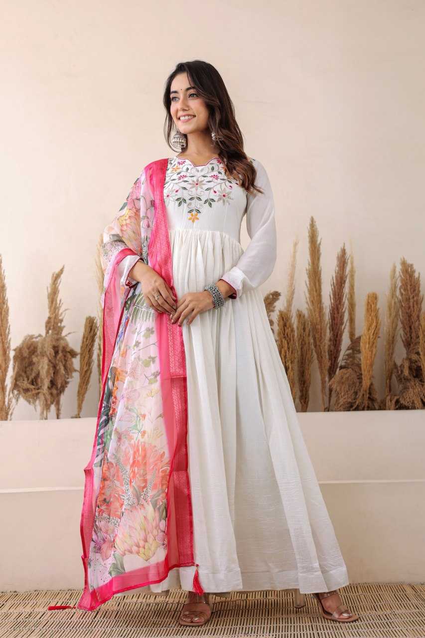 Ynf Georgette KESH507 LAILA Gowns Wholesale Anarkali Gown Long Gowns White Gown Manufacturer