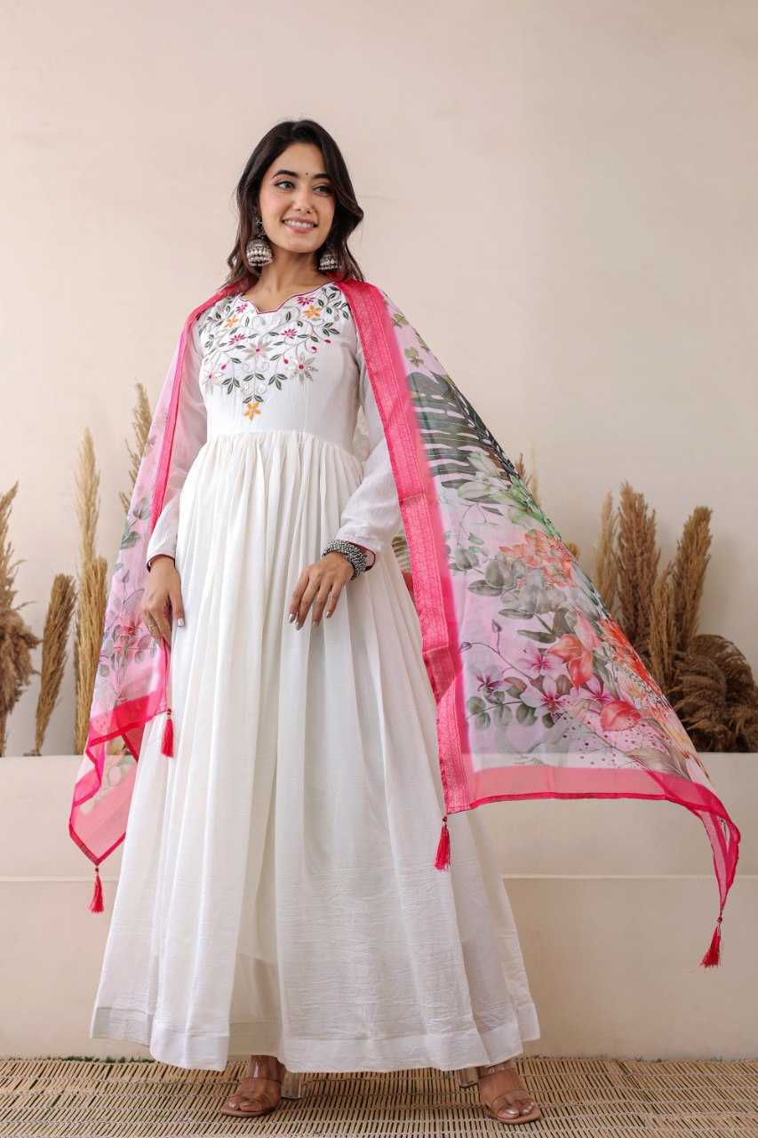 Ynf Georgette KESH507 LAILA Gowns Wholesale Anarkali Gown Long Gowns White Gown Manufacturer
