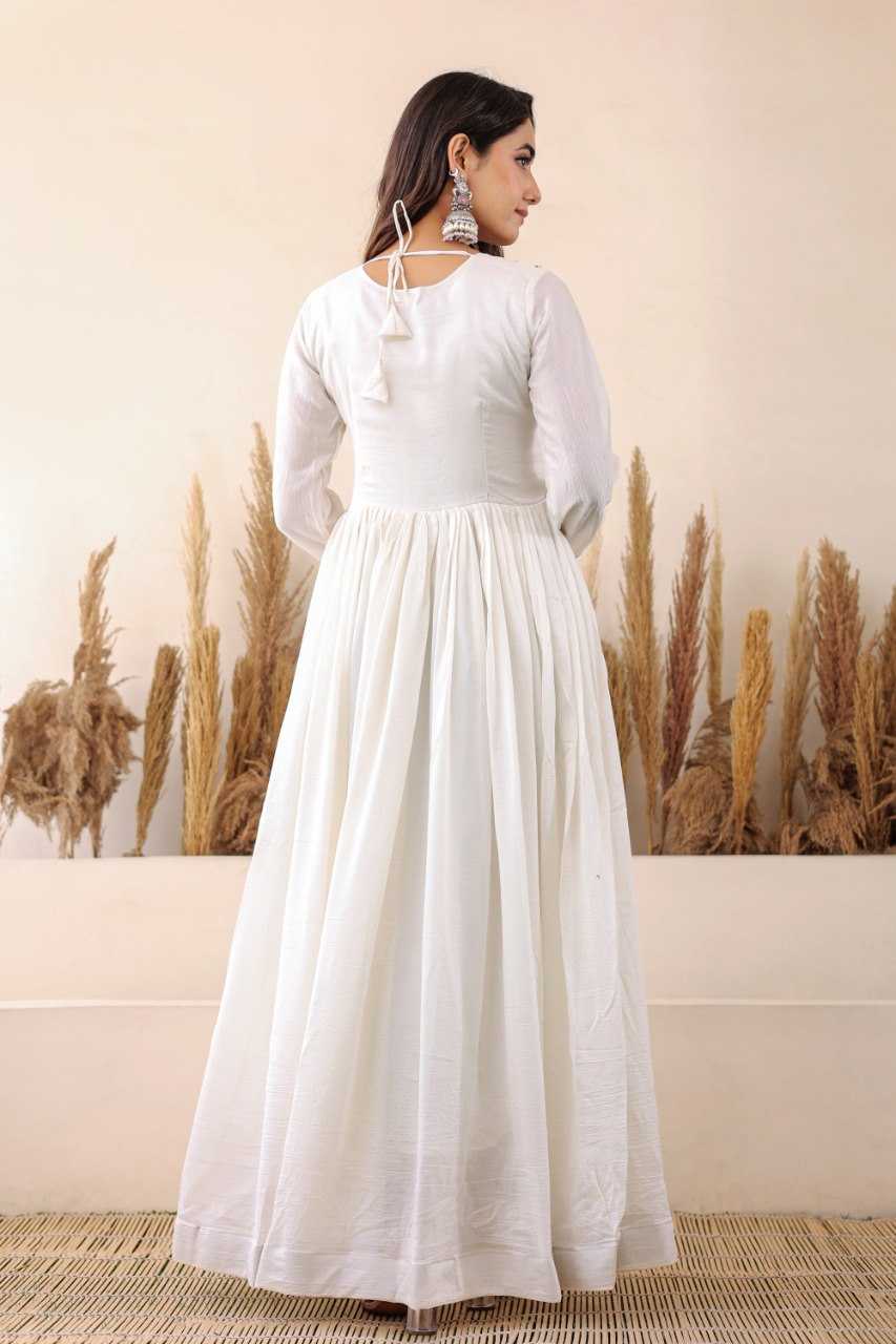Ynf Georgette KESH507 LAILA Gowns Wholesale Anarkali Gown Long Gowns White Gown Manufacturer