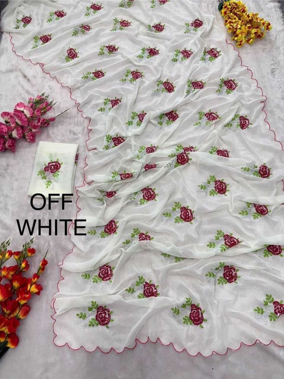 Ynf Georgette KESH508 69 Sarees Wholesale Georgette Sarees Sequins Work Saree Cutwork Saree Manufacturer