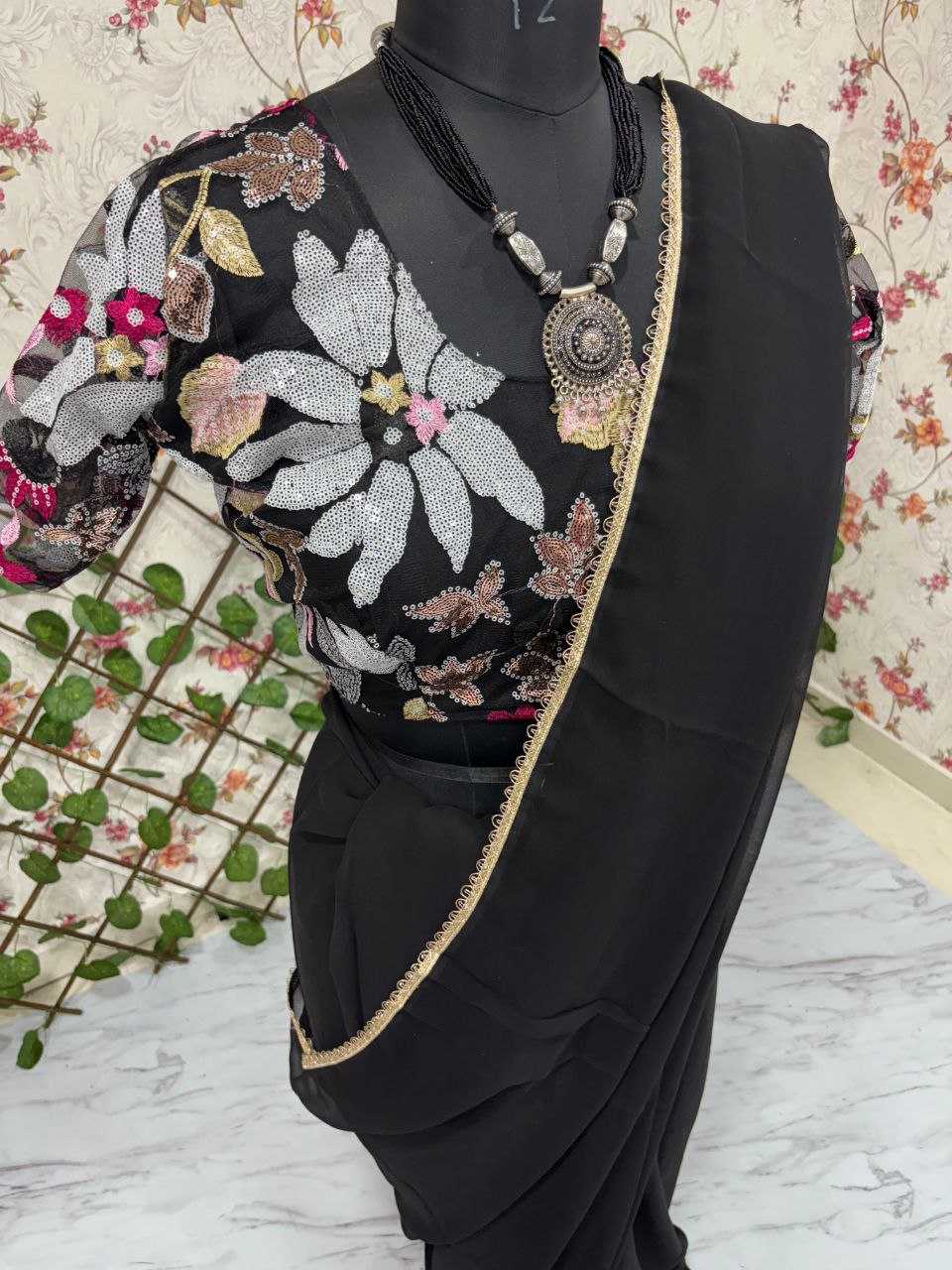Ynf Georgette KESH508 76 Sarees Wholesale Georgette Sarees Manufacturer
