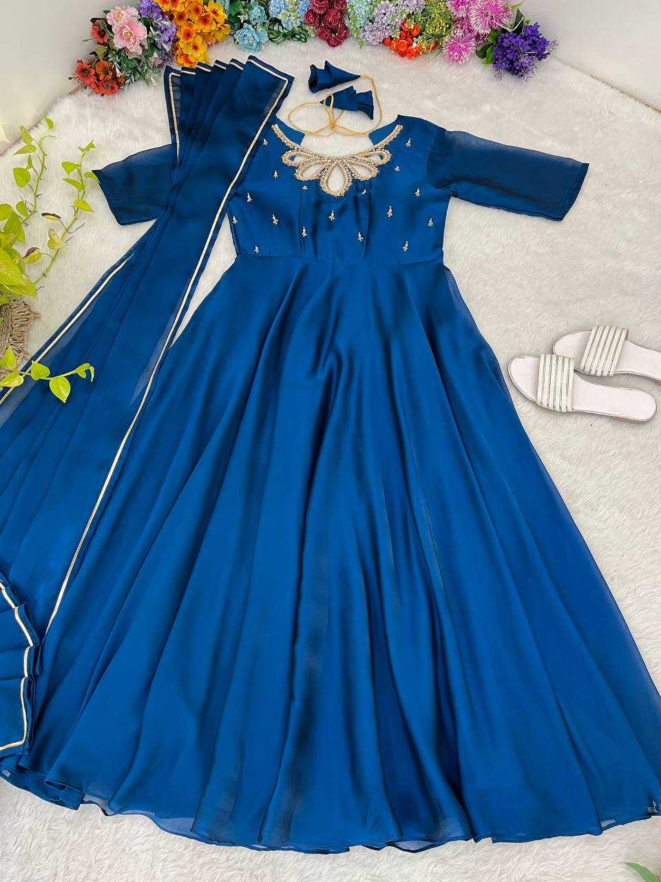Ynf Georgette KESH513 431 Gowns Wholesale Fancy Gowns Party Wear Gowns Designer Gowns Manufacturer