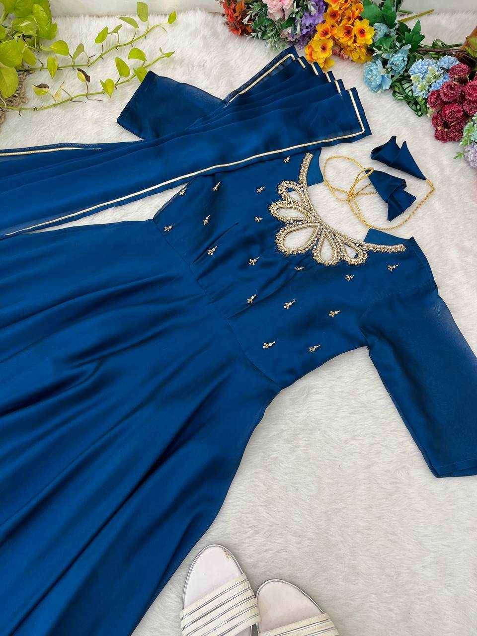 Ynf Georgette KESH513 431 Gowns Wholesale Fancy Gowns Party Wear Gowns Designer Gowns Manufacturer