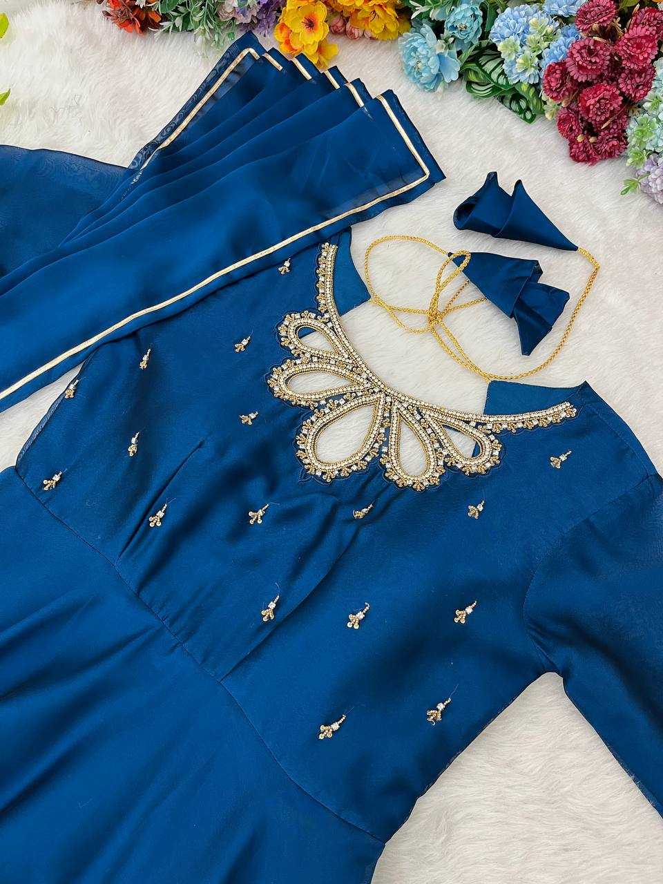 Ynf Georgette KESH513 431 Gowns Wholesale Fancy Gowns Party Wear Gowns Designer Gowns Manufacturer