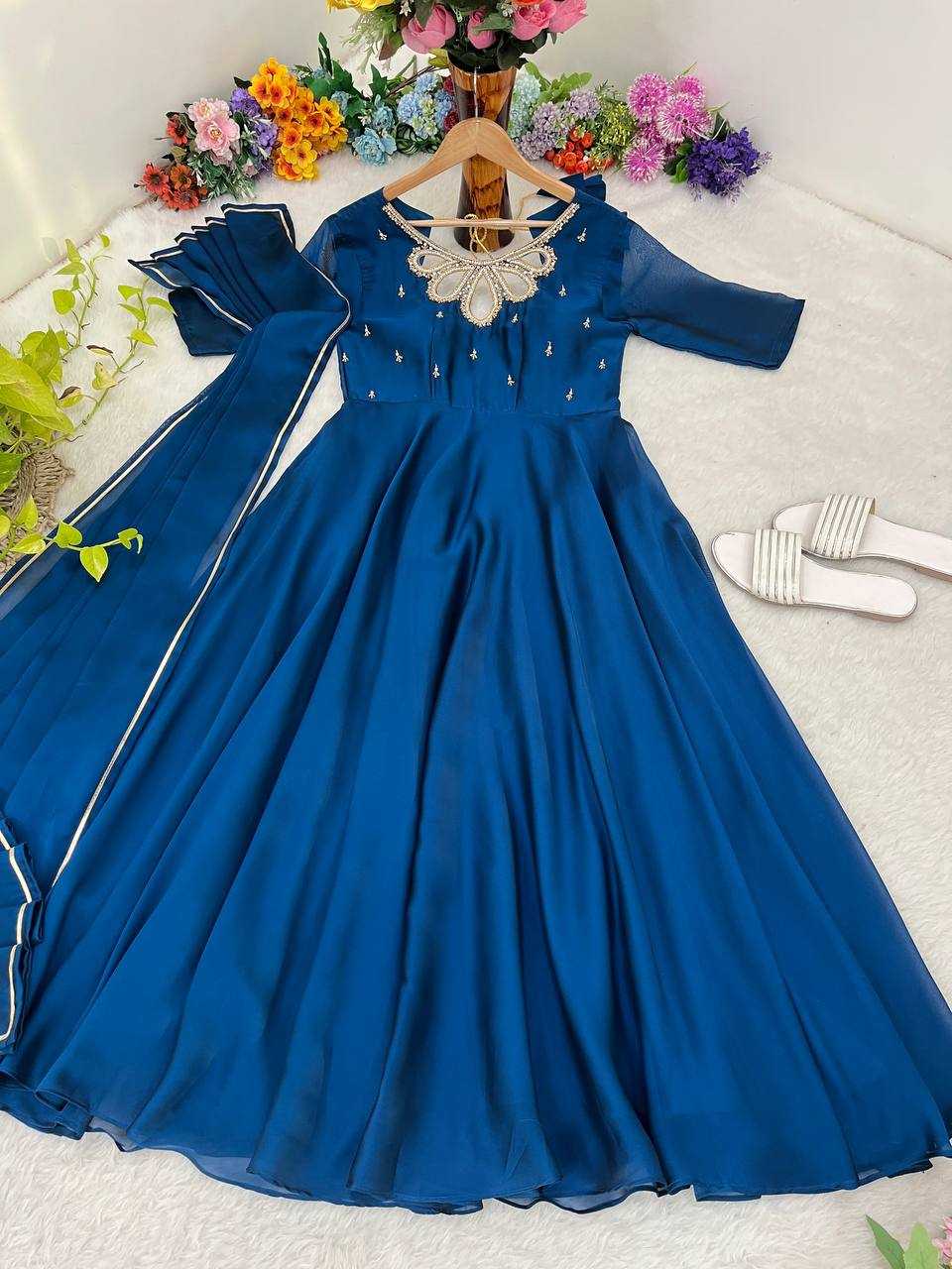 Ynf Georgette KESH513 431 Gowns Wholesale Fancy Gowns Party Wear Gowns Designer Gowns Manufacturer