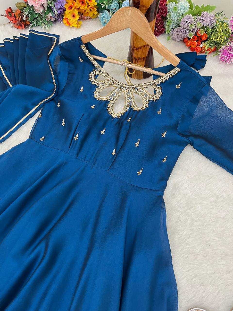Ynf Georgette KESH513 431 Gowns Wholesale Fancy Gowns Party Wear Gowns Designer Gowns Manufacturer