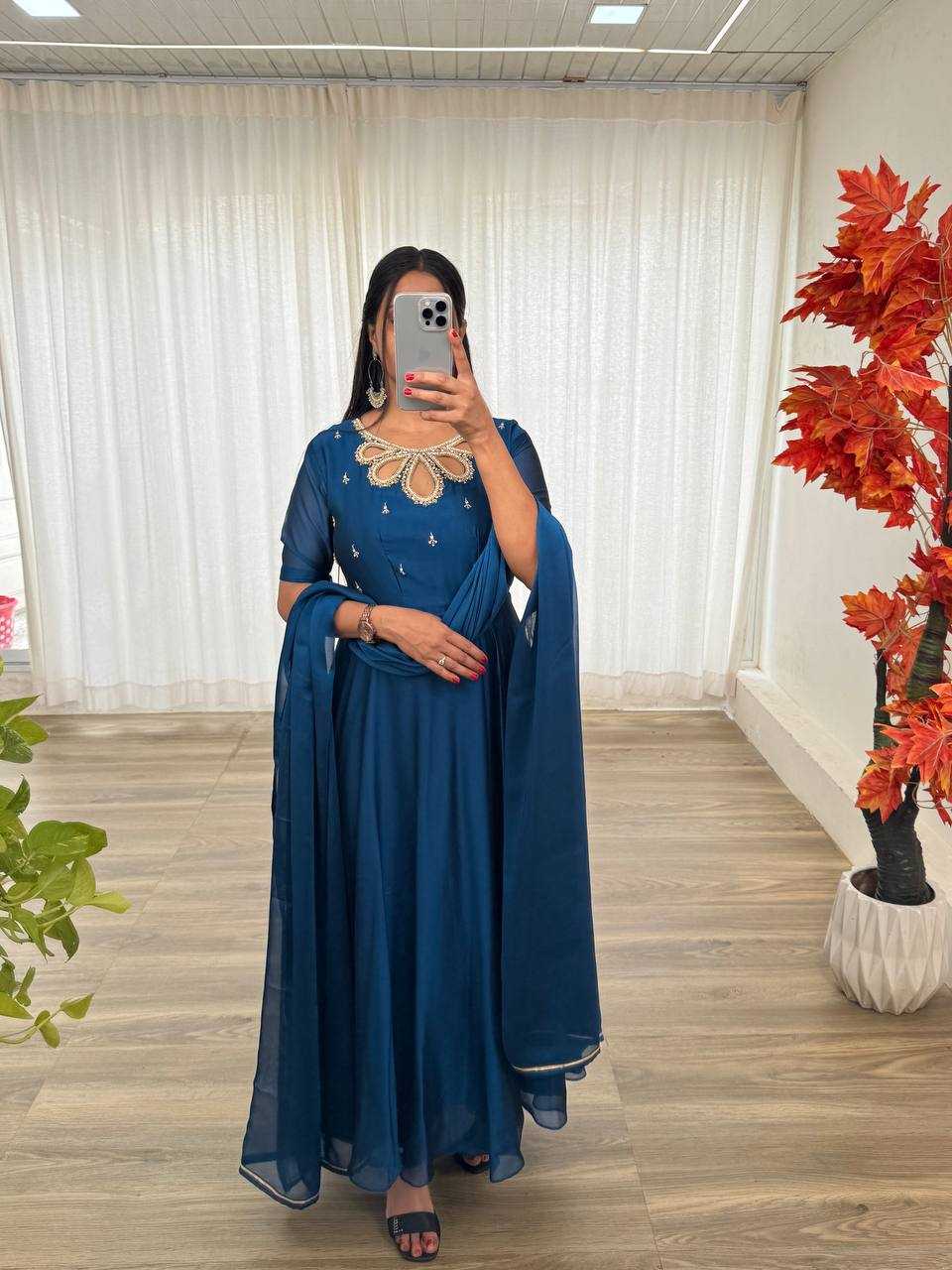 Ynf Georgette KESH513 431 Gowns Wholesale Fancy Gowns Party Wear Gowns Designer Gowns Manufacturer
