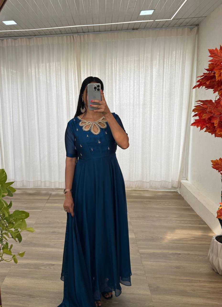Ynf Georgette KESH513 431 Gowns Wholesale Fancy Gowns Party Wear Gowns Designer Gowns Manufacturer