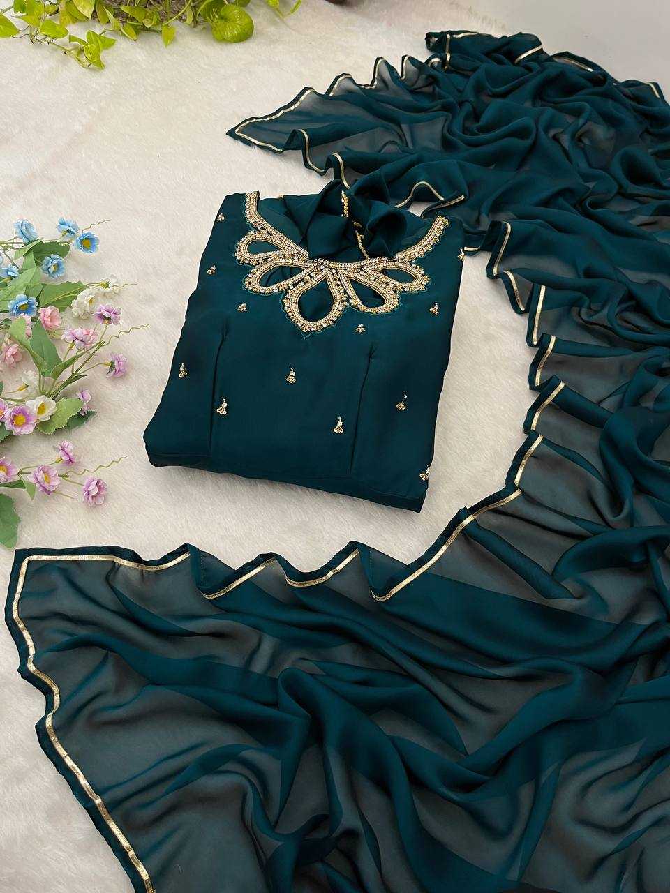 Ynf Georgette KESH513 432 Gowns Wholesale Fancy Gowns Party Wear Gowns Designer Gowns Manufacturer