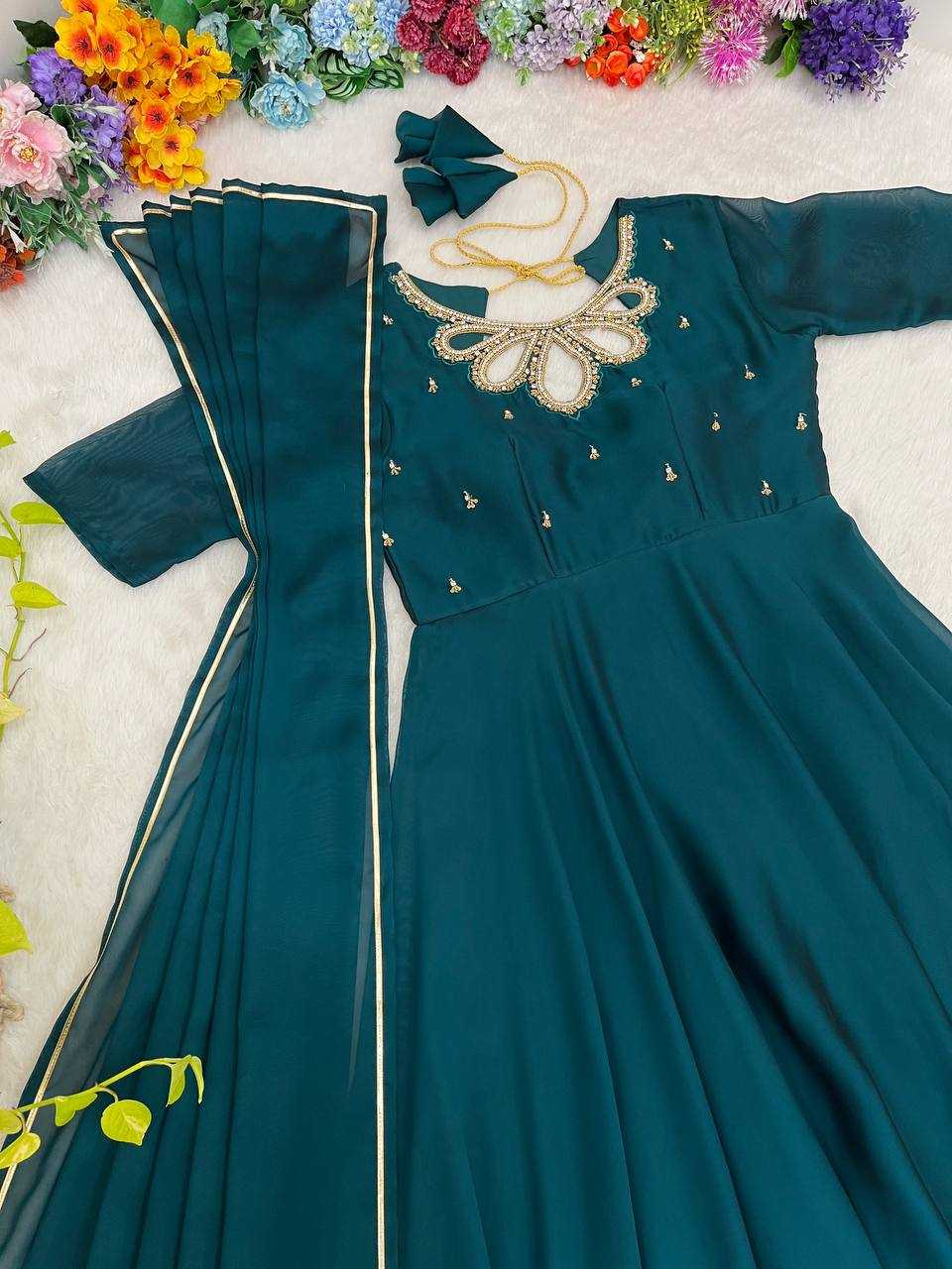 Ynf Georgette KESH513 432 Gowns Wholesale Fancy Gowns Party Wear Gowns Designer Gowns Manufacturer