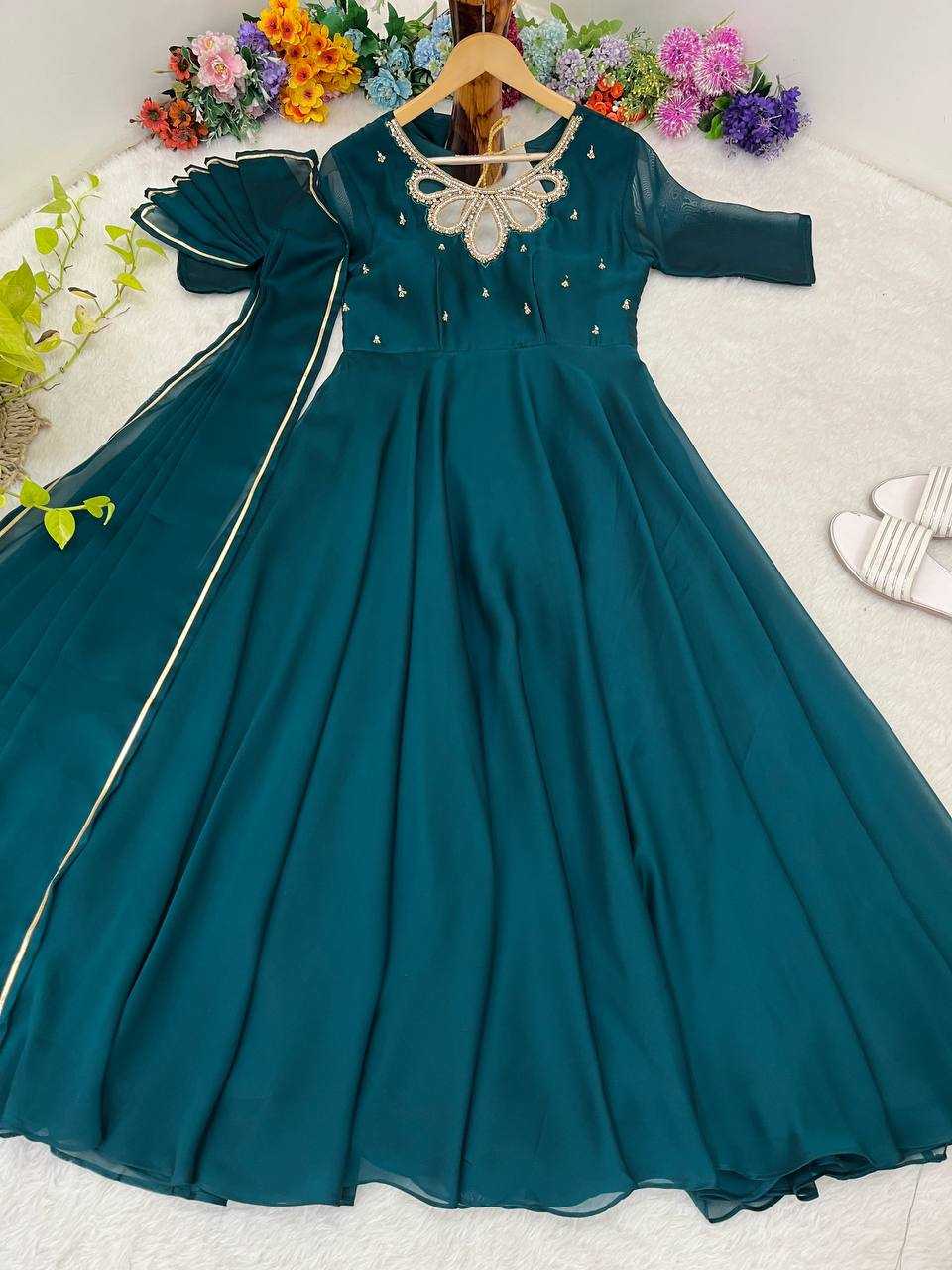Ynf Georgette KESH513 432 Gowns Wholesale Fancy Gowns Party Wear Gowns Designer Gowns Manufacturer