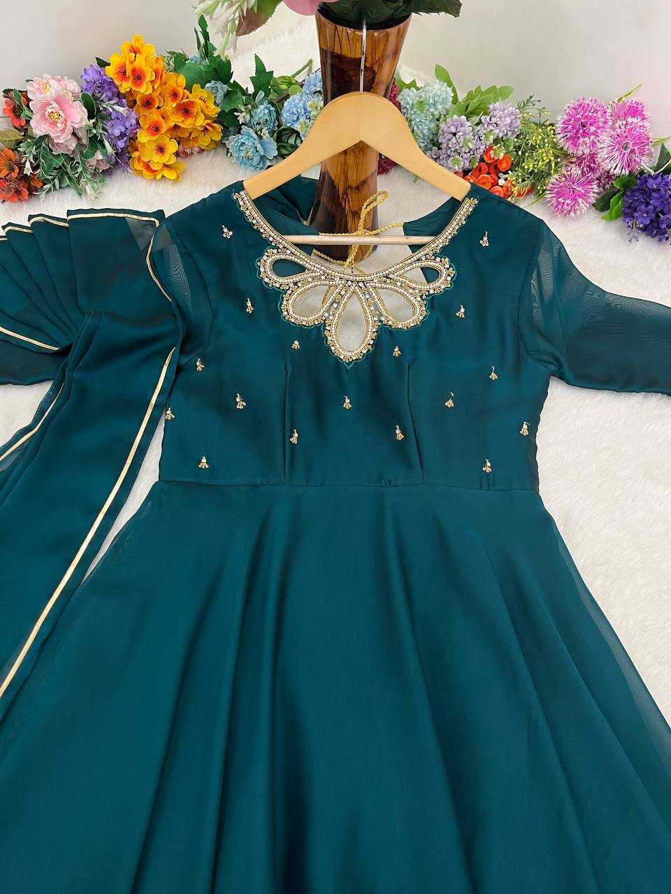 Ynf Georgette KESH513 432 Gowns Wholesale Fancy Gowns Party Wear Gowns Designer Gowns Manufacturer