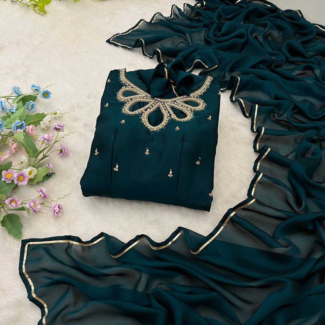 Ynf Georgette KESH513 432 Gowns Wholesale Fancy Gowns Party Wear Gowns Designer Gowns Manufacturer