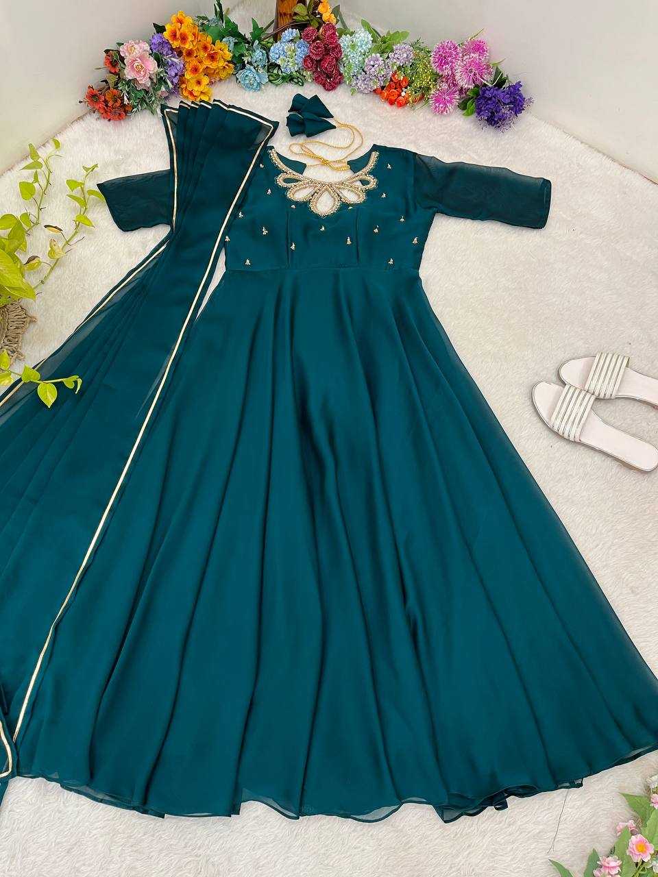 Ynf Georgette KESH513 432 Gowns Wholesale Fancy Gowns Party Wear Gowns Designer Gowns Manufacturer