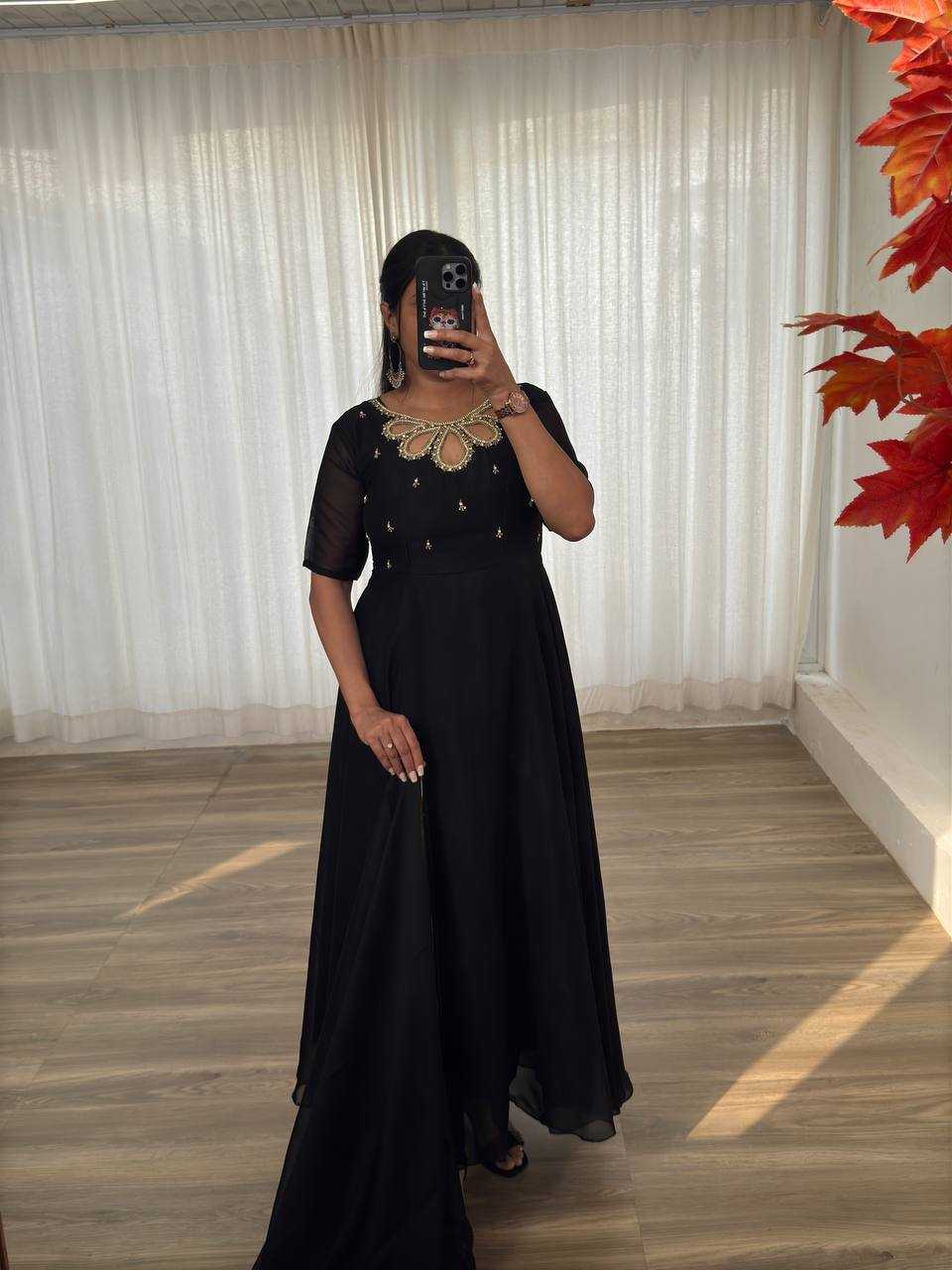 Ynf Georgette KESH513 440 Gowns Wholesale Fancy Gowns Party Wear Gowns Designer Gowns Manufacturer