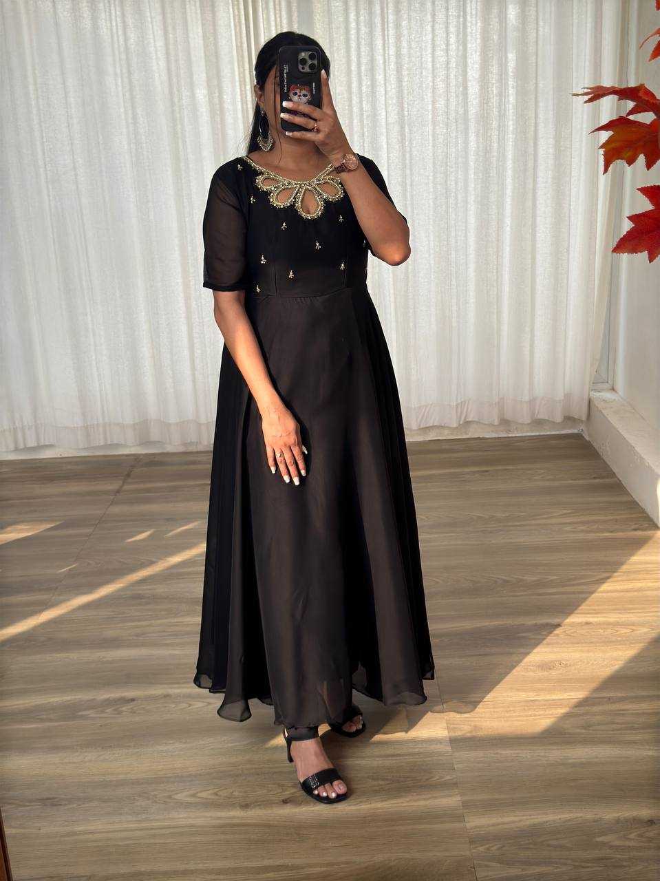 Ynf Georgette KESH513 440 Gowns Wholesale Fancy Gowns Party Wear Gowns Designer Gowns Manufacturer