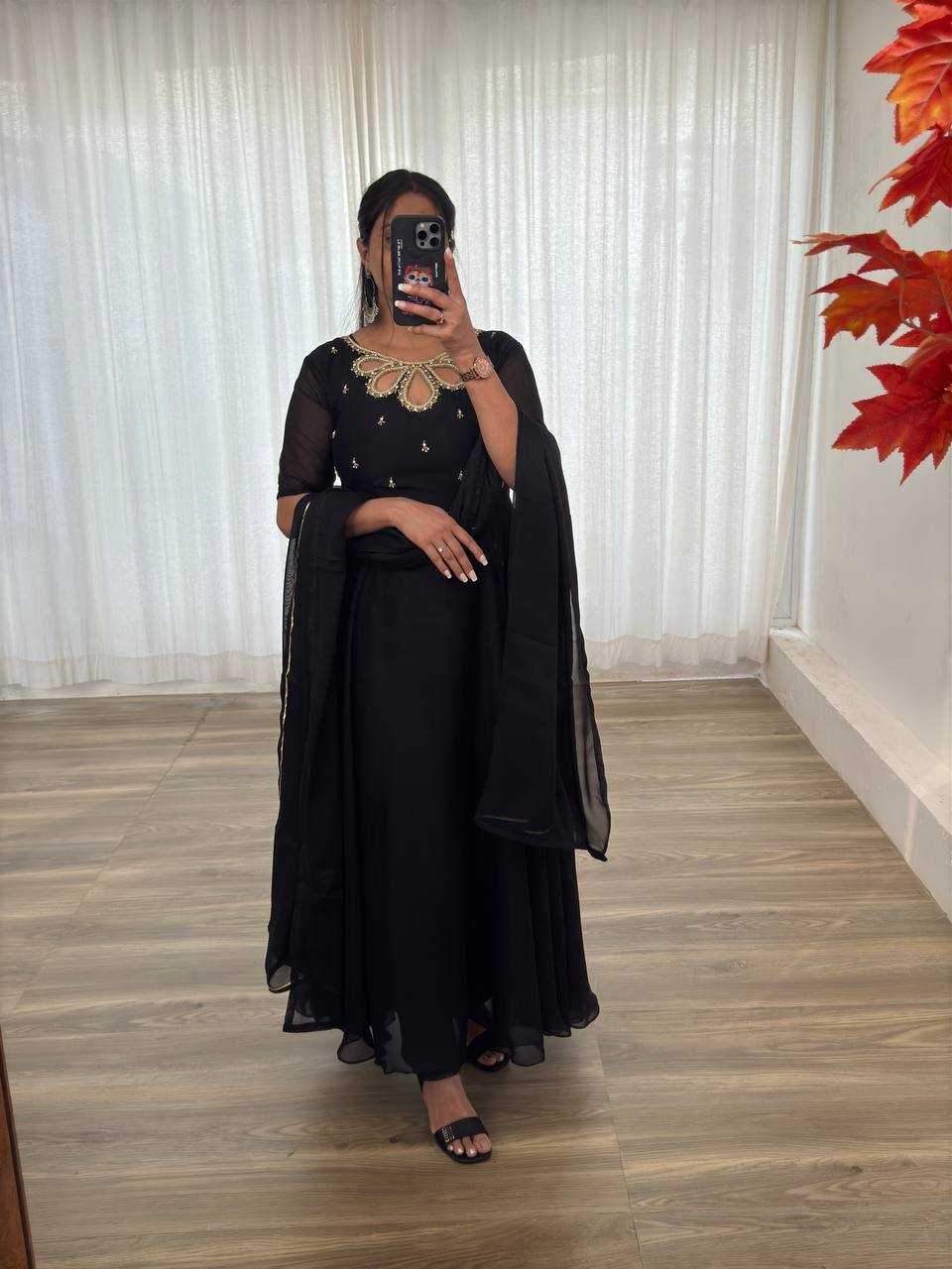Ynf Georgette KESH513 440 Gowns Wholesale Fancy Gowns Party Wear Gowns Designer Gowns Manufacturer