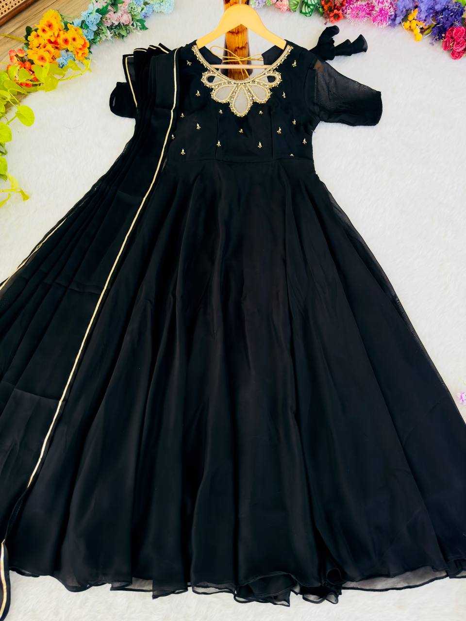 Ynf Georgette KESH513 440 Gowns Wholesale Fancy Gowns Party Wear Gowns Designer Gowns Manufacturer