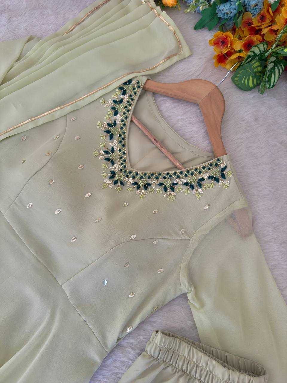 Ynf Georgette KESH513 468 Gowns Wholesale Embroidery Gowns Georgette Gown Full Sleeve Gowns Manufacturer