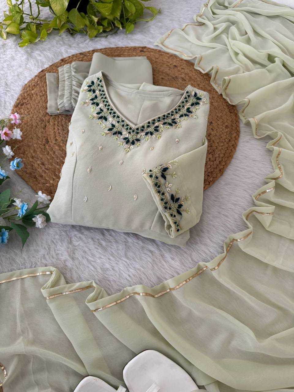 Ynf Georgette KESH513 468 Gowns Wholesale Embroidery Gowns Georgette Gown Full Sleeve Gowns Manufacturer