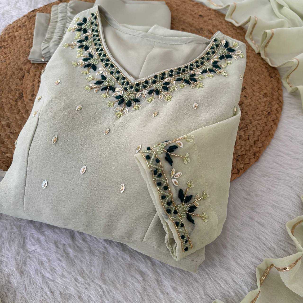 Ynf Georgette KESH513 468 Gowns Wholesale Embroidery Gowns Georgette Gown Full Sleeve Gowns Manufacturer