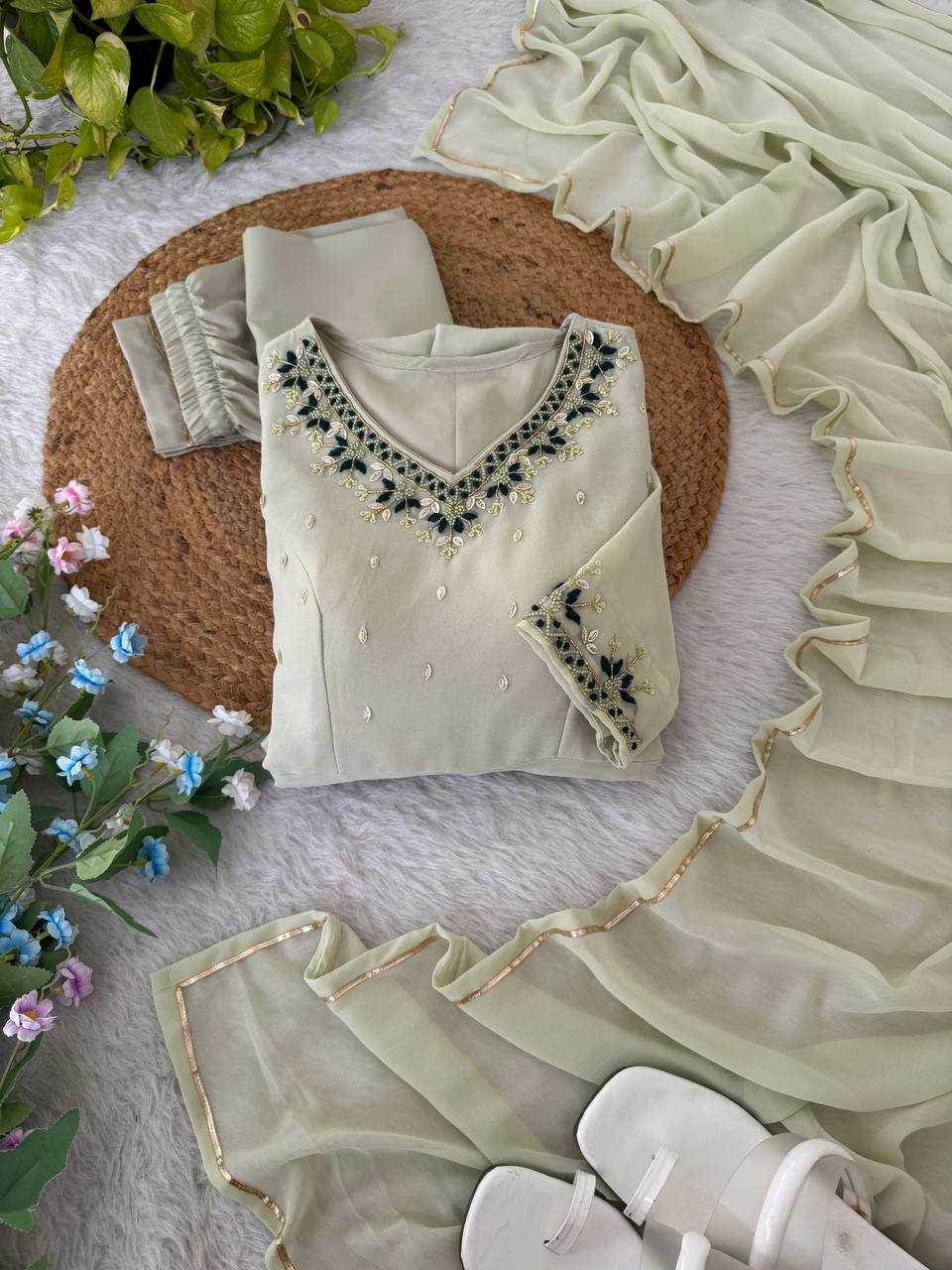 Ynf Georgette KESH513 468 Gowns Wholesale Embroidery Gowns Georgette Gown Full Sleeve Gowns Manufacturer