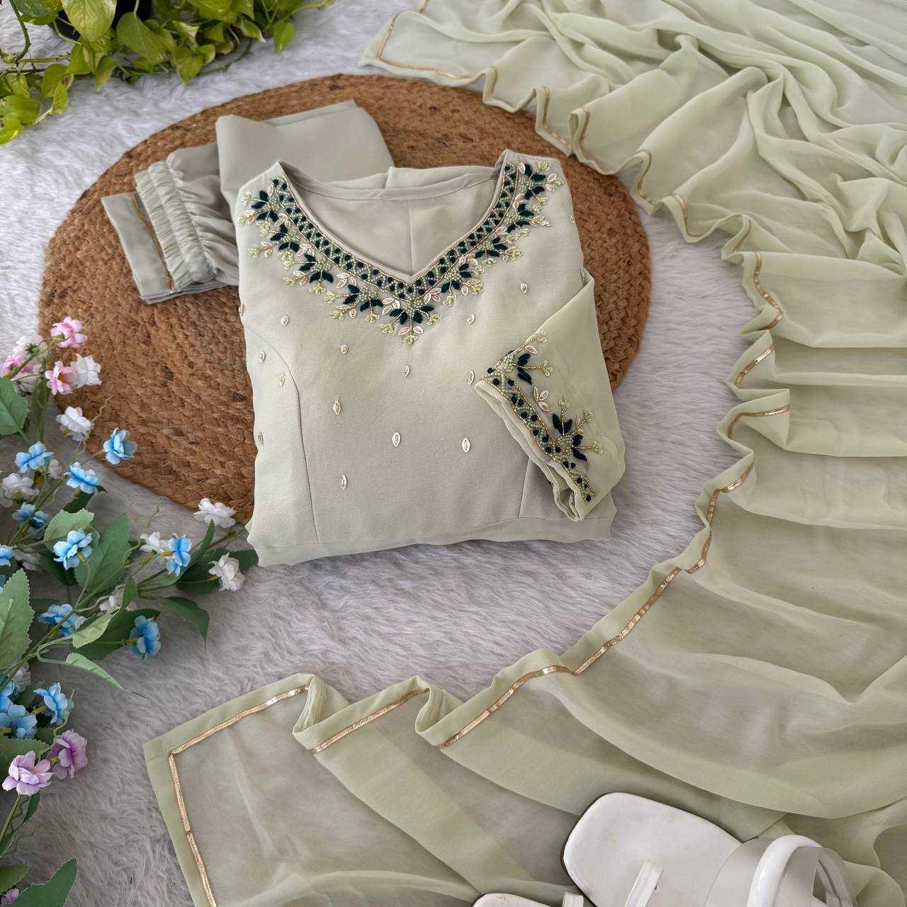 Ynf Georgette KESH513 468 Gowns Wholesale Embroidery Gowns Georgette Gown Full Sleeve Gowns Manufacturer