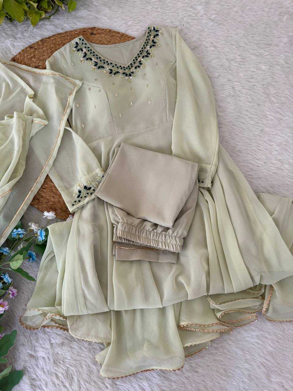 Ynf Georgette KESH513 468 Gowns Wholesale Embroidery Gowns Georgette Gown Full Sleeve Gowns Manufacturer