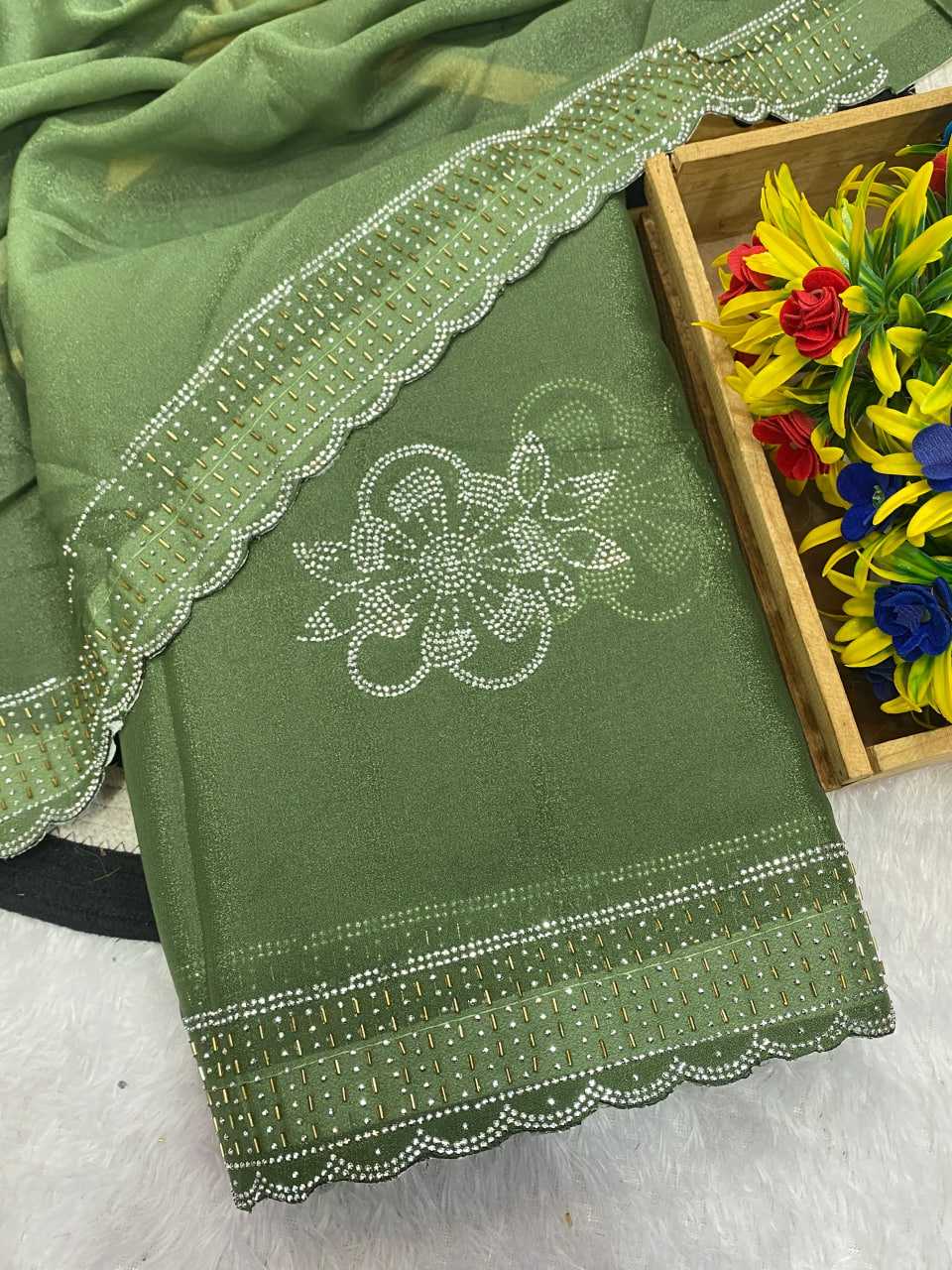 Ynf Georgette KESH514 STAR Sarees Wedding Collections Festive Collections Wholesale Georgette Sarees Swarovski Sarees Sarees With Blouse Manufacturer