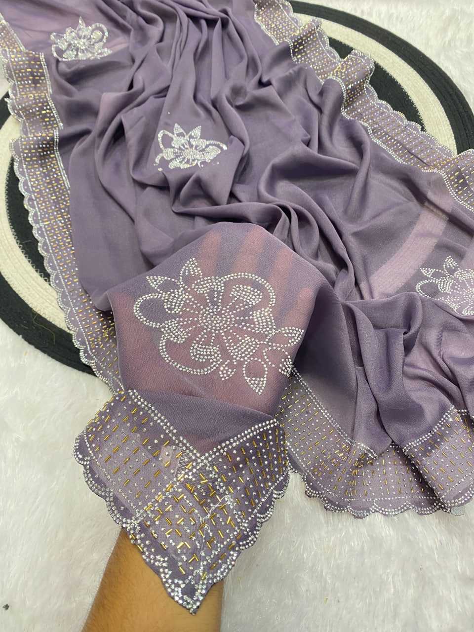 Ynf Georgette KESH514 STAR Sarees Wedding Collections Festive Collections Wholesale Georgette Sarees Swarovski Sarees Sarees With Blouse Manufacturer