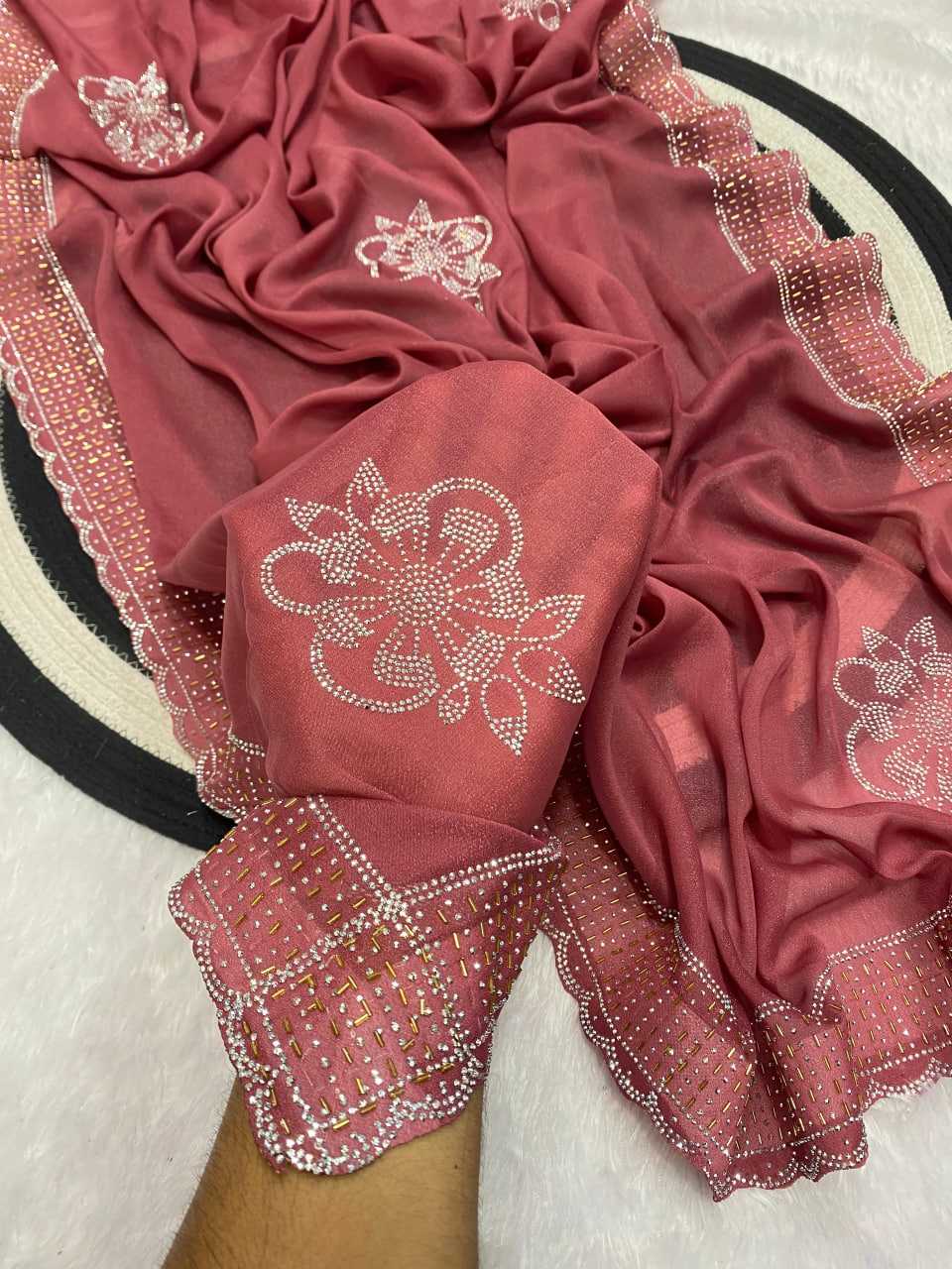 Ynf Georgette KESH514 STAR Sarees Wedding Collections Festive Collections Wholesale Georgette Sarees Swarovski Sarees Sarees With Blouse Manufacturer