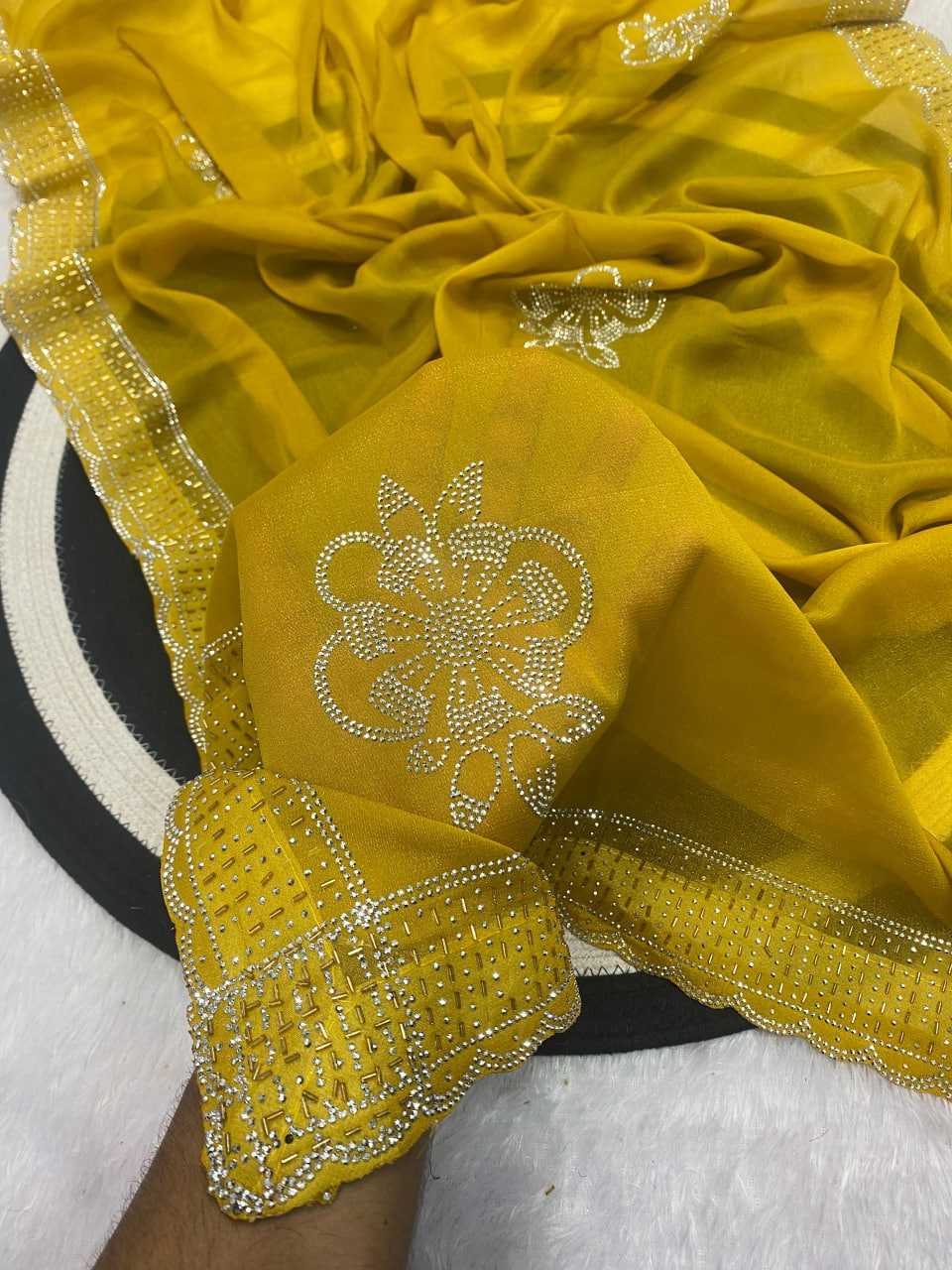 Ynf Georgette KESH514 STAR Sarees Wedding Collections Festive Collections Wholesale Georgette Sarees Swarovski Sarees Sarees With Blouse Manufacturer