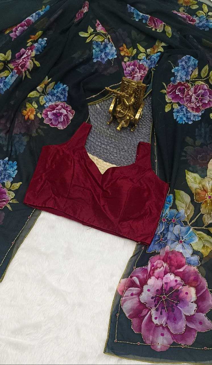 Ynf Georgette KESH518 4319 Sarees Wholesale Printed Sarees Georgette Sarees Hand Work Sarees Manufacturer