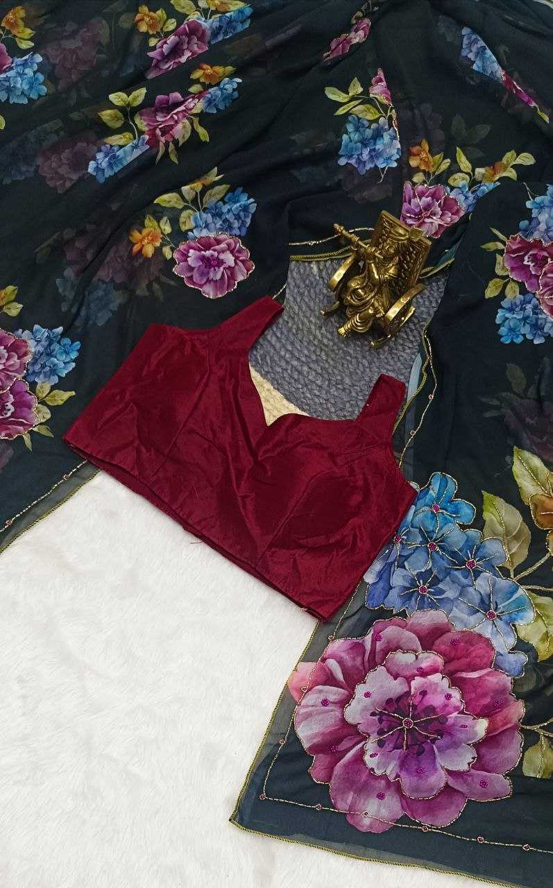 Ynf Georgette KESH518 4319 Sarees Wholesale Printed Sarees Georgette Sarees Hand Work Sarees Manufacturer