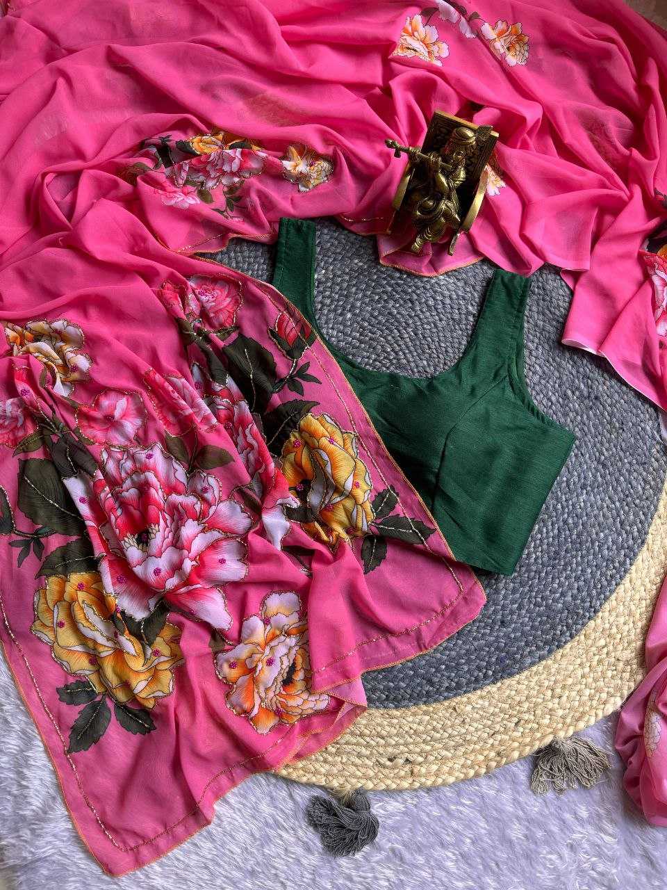 Ynf Georgette KESH518 4321 Sarees Wholesale Georgette Sarees Hand Work Sarees Printed Georgette Saree Manufacturer