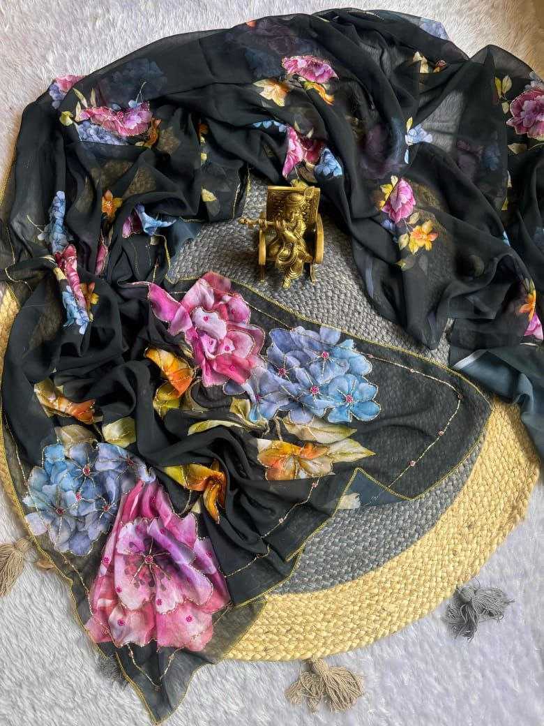 Ynf Georgette KESH518 4324 Sarees Wholesale Georgette Sarees Hand Work Sarees Printed Georgette Saree Manufacturer