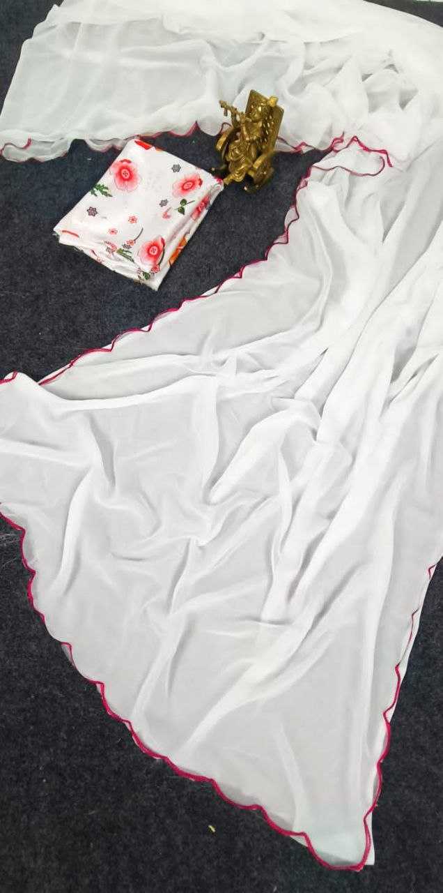 Ynf Georgette KESH518 4376 Sarees Wholesale Fancy Sarees Georgette Sarees White Sarees Manufacturer