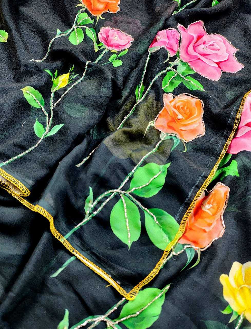 Ynf Georgette KESH518 4393 Sarees Wedding Collections Festive Collections Wholesale Printed Sarees Georgette Sarees Hand Work Sarees Manufacturer
