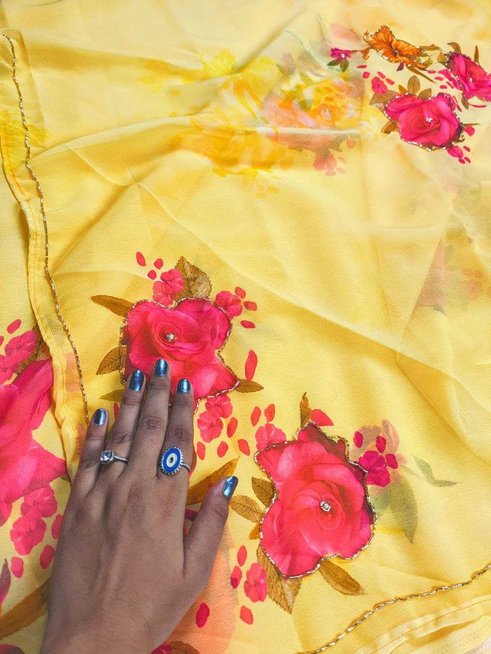 Ynf Georgette KESH518 4395 Sarees Wedding Collections Festive Collections Wholesale Printed Sarees Georgette Sarees Hand Work Sarees Manufacturer