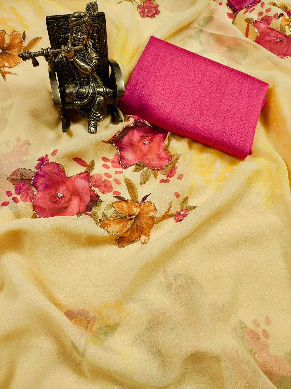Ynf Georgette KESH518 4395 Sarees Wedding Collections Festive Collections Wholesale Printed Sarees Georgette Sarees Hand Work Sarees Manufacturer
