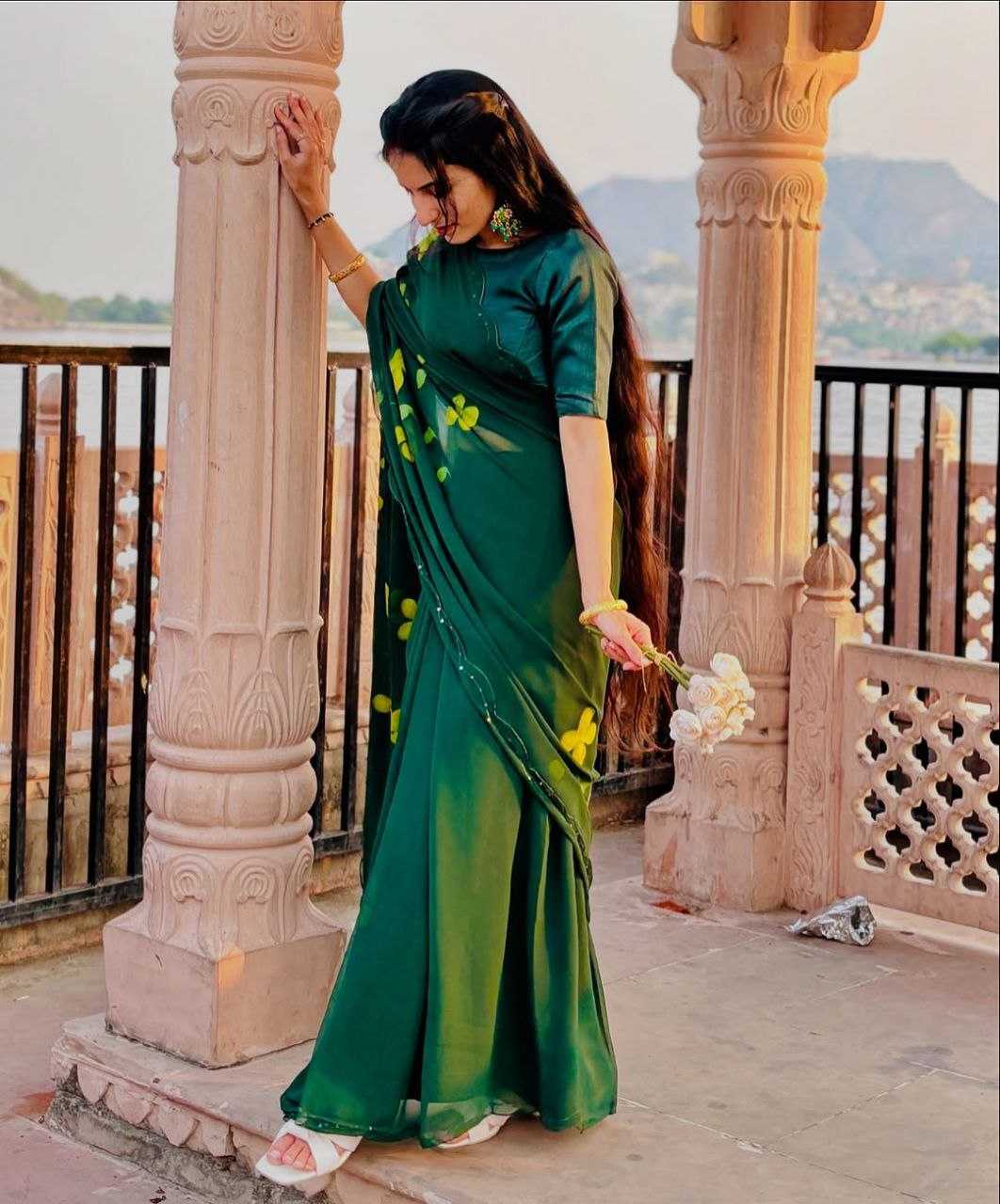 Ynf Georgette KESH518 4396 Sarees Wedding Collections Festive Collections Wholesale Georgette Sarees Sequence Sarees Sarees With Blouse Manufacturer