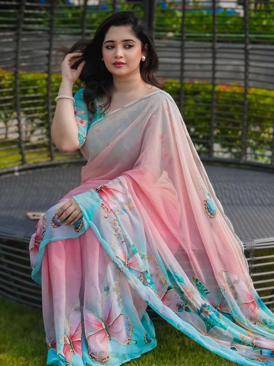 Ynf Georgette KESH518 4401 Sarees Wedding Collections Festive Collections Wholesale Printed Sarees Georgette Sarees Hand Work Sarees Manufacturer