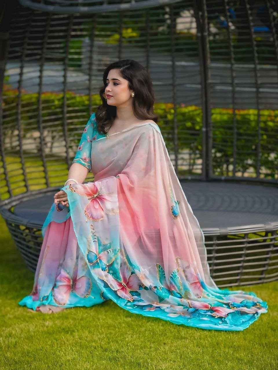 Ynf Georgette KESH518 4401 Sarees Wedding Collections Festive Collections Wholesale Printed Sarees Georgette Sarees Hand Work Sarees Manufacturer
