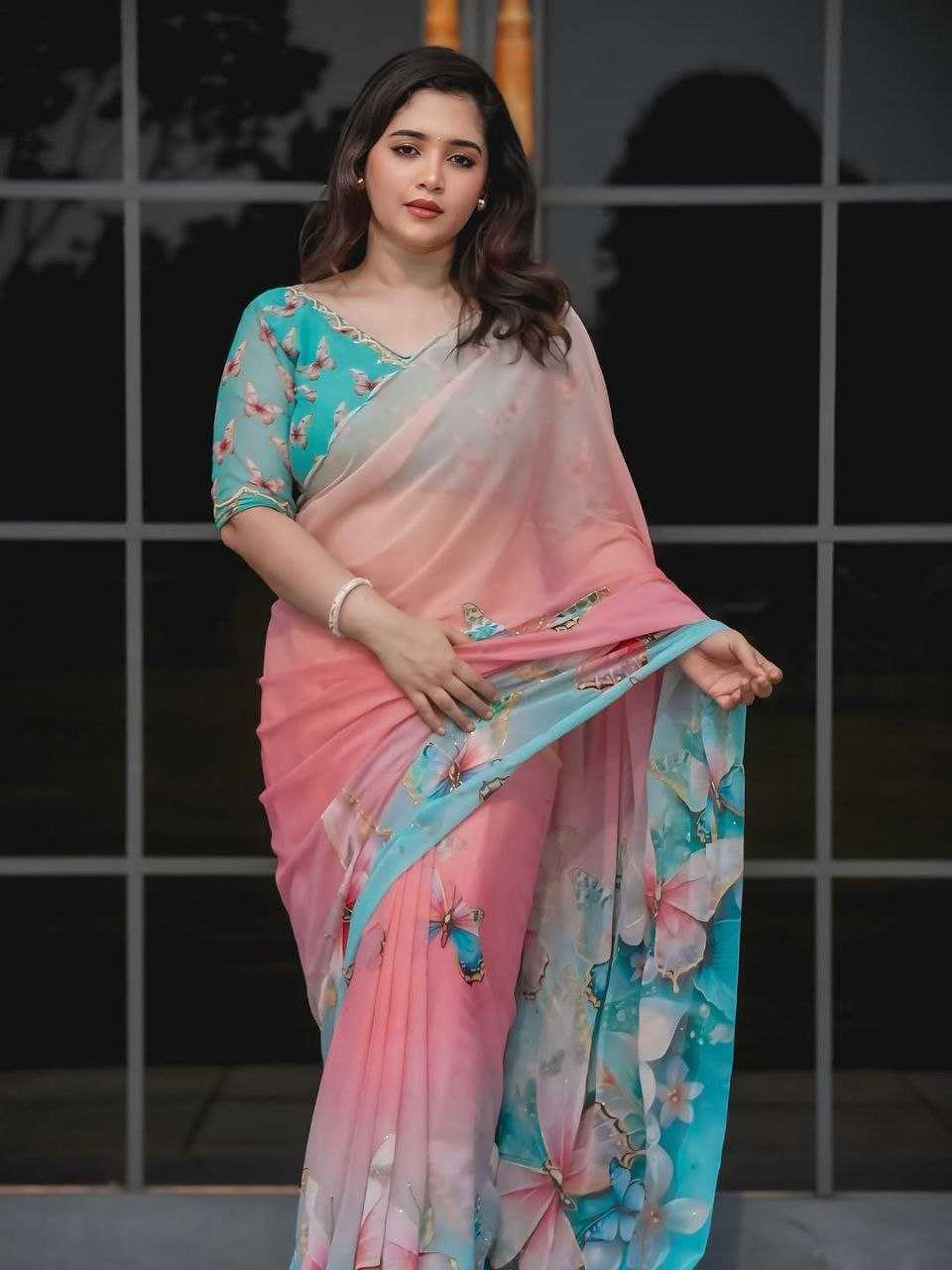 Ynf Georgette KESH518 4401 Sarees Wedding Collections Festive Collections Wholesale Printed Sarees Georgette Sarees Hand Work Sarees Manufacturer