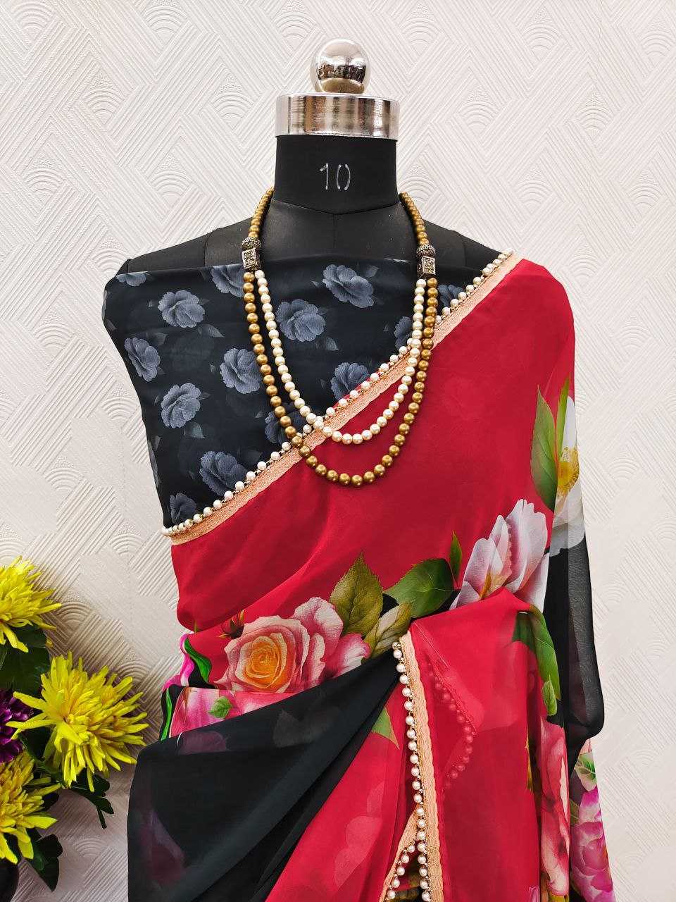 Ynf Georgette KESH518 4408 Sarees Wholesale Designer Sarees Ready To Wear Sarees Party Wear Sarees Manufacturer
