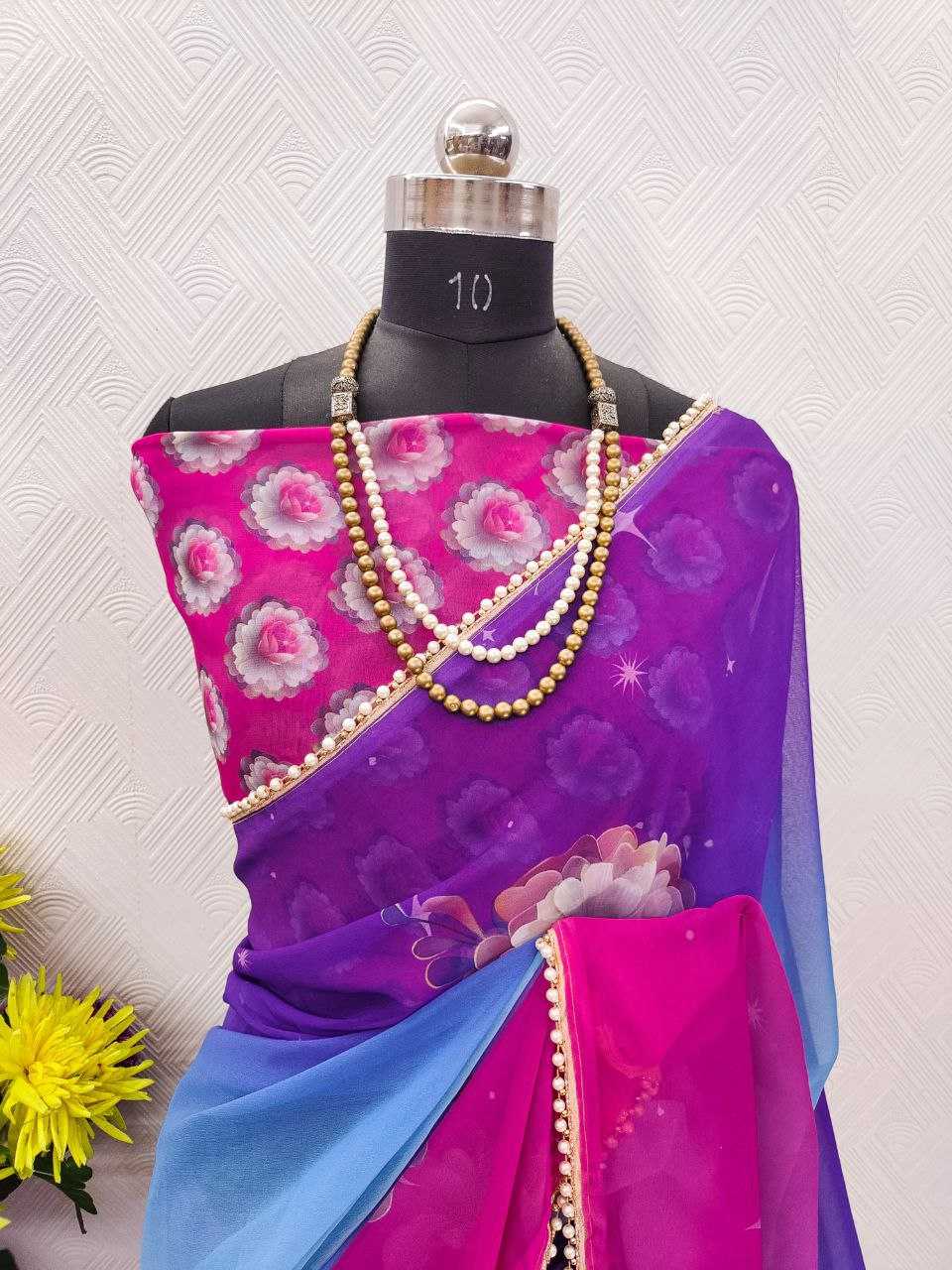 Ynf Georgette KESH518 4408 Sarees Wholesale Designer Sarees Ready To Wear Sarees Party Wear Sarees Manufacturer