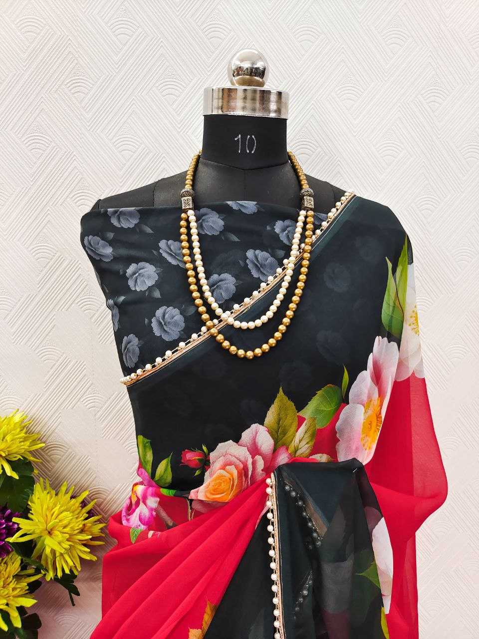 Ynf Georgette KESH518 4408 Sarees Wholesale Designer Sarees Ready To Wear Sarees Party Wear Sarees Manufacturer