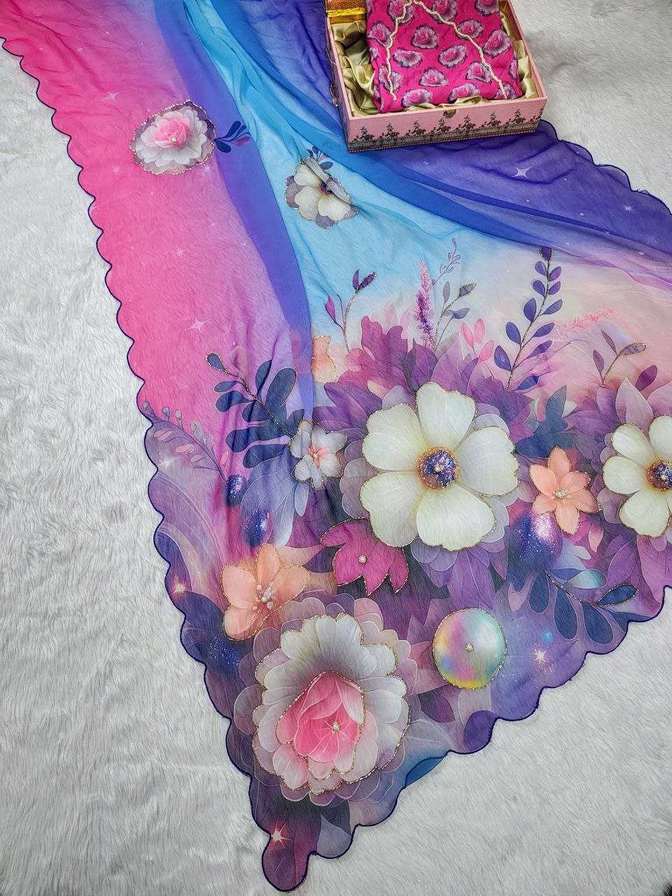 Ynf Georgette KESH518 4410 Sarees Wholesale Party Wear Sarees Fancy Sarees Hand Work Sarees Stone Work Saree Cutwork Saree Manufacturer