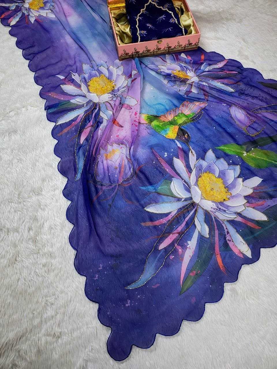 Ynf Georgette KESH518 4410 Sarees Wholesale Party Wear Sarees Fancy Sarees Hand Work Sarees Stone Work Saree Cutwork Saree Manufacturer