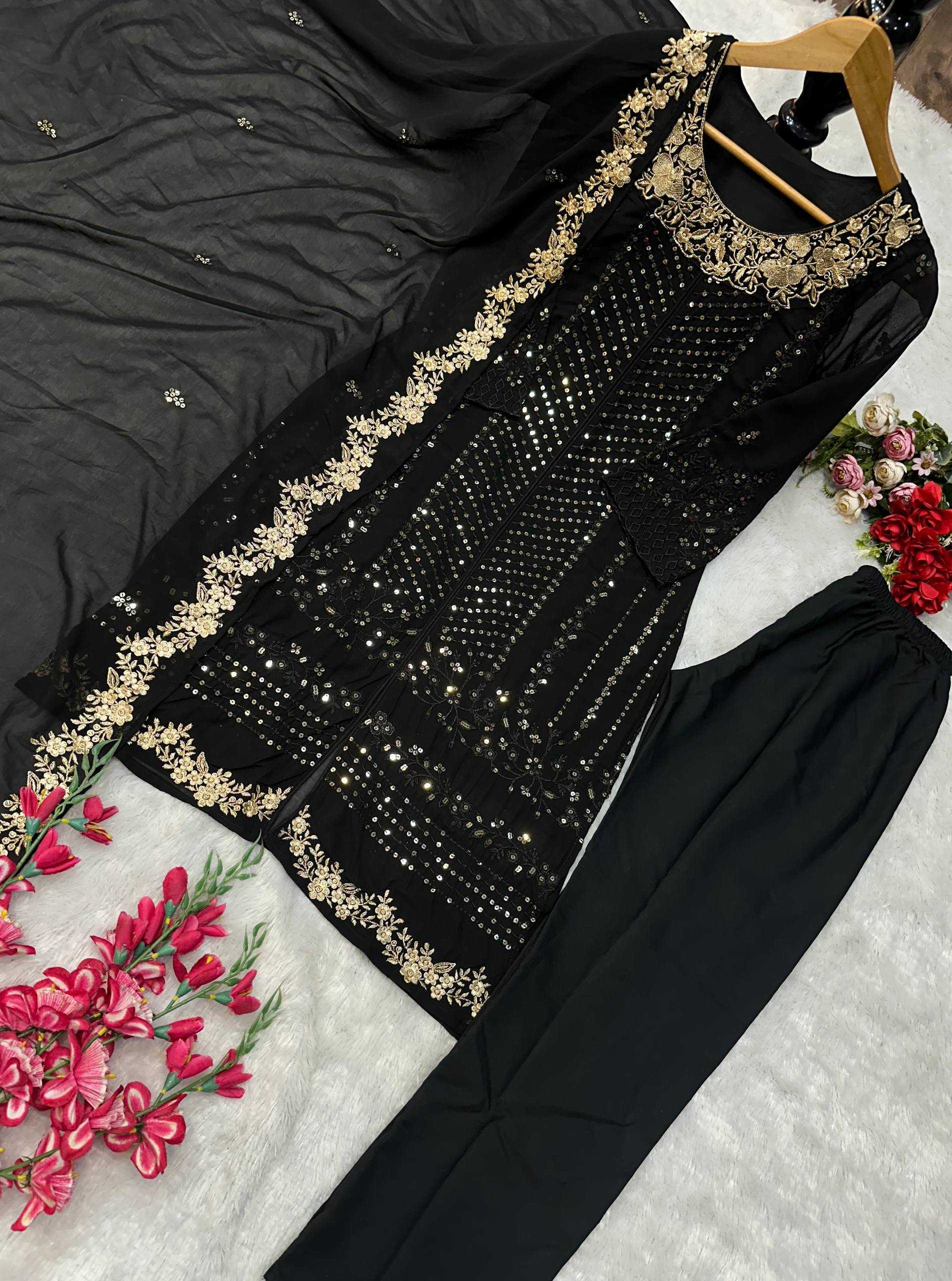 Ynf Georgette KESH523 073 Suits & Dresses Wholesale Embroidery Suits Georgette Suit Black Salwar Suit Manufacturer